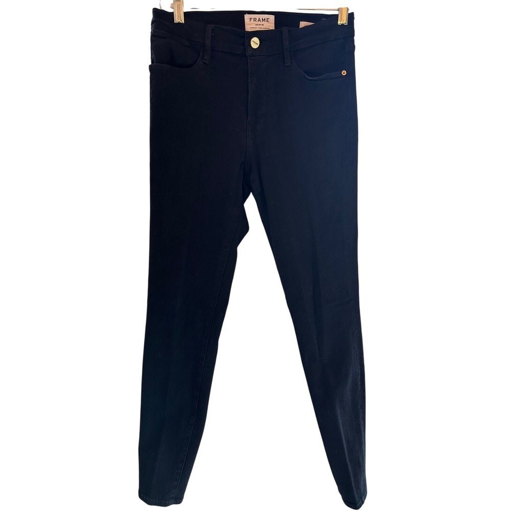 Frame Denim Le High Skinny Jeans Womens 27 Black High Rise Slim Fit Stretch